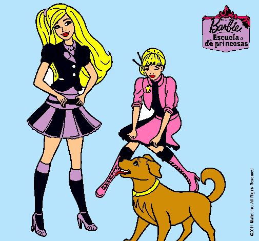 Barbie con su perrito y una amiga