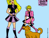 Dibujo Barbie con su perrito y una amiga pintado por abryo