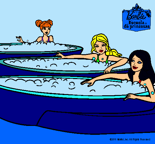 Barbie y sus amigas en el jacuzzi