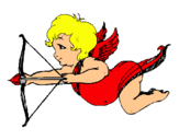 Dibujo Cupido volando pintado por cupido