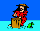 Dibujo Mujer tocando el bongó pintado por lunabb