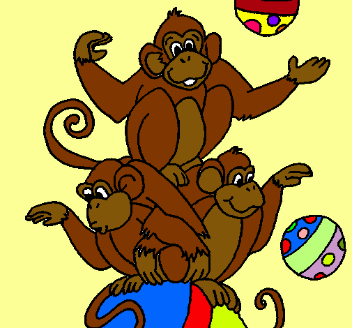 Dibujo Monos haciendo malabares pintado por Roxie