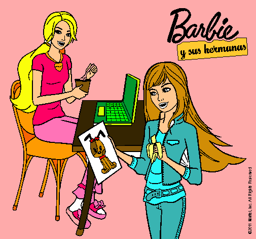 Barbie y su hermana merendando