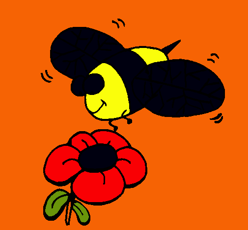 Dibujo Avispa y flor pintado por melosa
