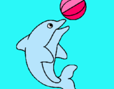 Dibujo Delfín jugando con una pelota pintado por pelotita