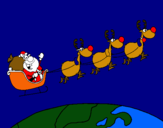 Dibujo Papa Noel repartiendo regalos 3 pintado por korina