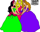 Dibujo Barbie y sus amigas princesas pintado por prisssssyyyy