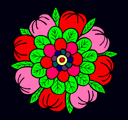 Dibujo Mandala floral pintado por lunicami