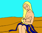 Dibujo Madre con su bebe pintado por kailani