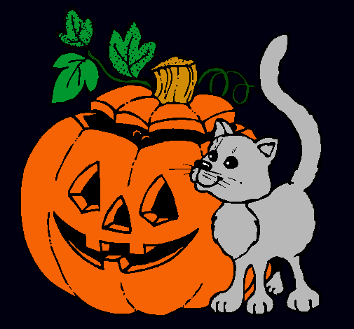 Calabaza y gato