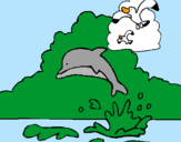 Dibujo Delfín y gaviota pintado por azali