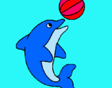 Dibujo Delfín jugando con una pelota pintado por liximar