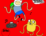 Dibujo Finn y Jake escuchando música pintado por ffghjkjhgfde