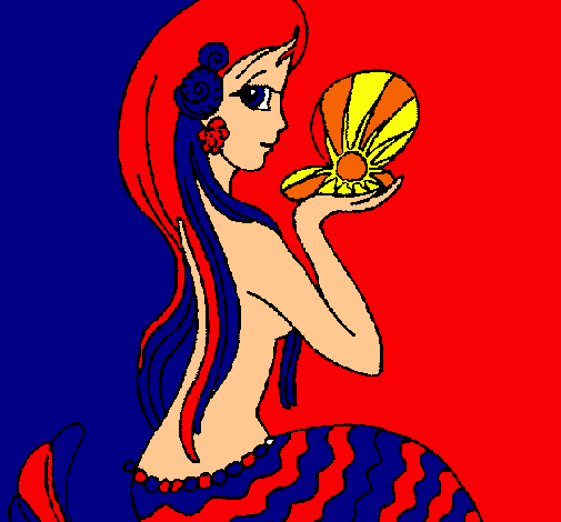 Dibujo Sirena y perla pintado por melosa