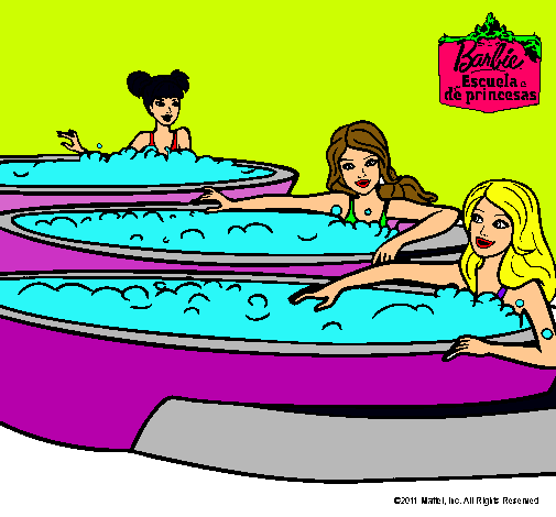 Barbie y sus amigas en el jacuzzi