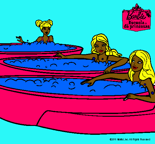 Barbie y sus amigas en el jacuzzi