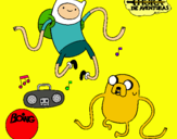 Dibujo Finn y Jake escuchando música pintado por Florchuu