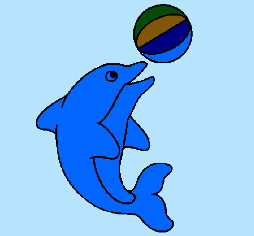Dibujo Delfín jugando con una pelota pintado por maryjobel
