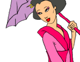 Dibujo Geisha con paraguas pintado por laura000