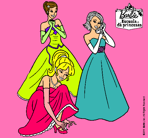 Dibujo Barbie y sus amigas vestidas de gala pintado por 1230