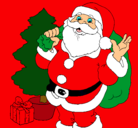 Dibujo Santa Claus y un árbol de navidad pintado por 060744