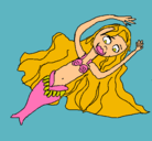 Dibujo Sirena con larga melena pintado por ireneecool