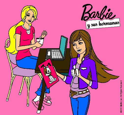 Barbie y su hermana merendando