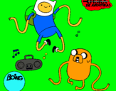 Dibujo Finn y Jake escuchando música pintado por mnbbbvvcccc