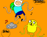 Dibujo Finn y Jake escuchando música pintado por chiri