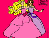 Dibujo Barbie y su amiga súper felices pintado por jttl