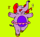Dibujo Elefante con tutú pintado por cataiau
