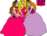 Dibujo Barbie y sus amigas princesas pintado por Emita99