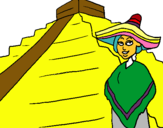 Dibujo México pintado por piramide