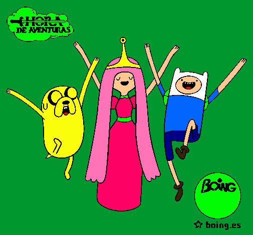 Dibujo Jake, Princesa Chicle y Finn pintado por nicko