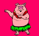 Dibujo Cerdo hawaiano pintado por PORQUET