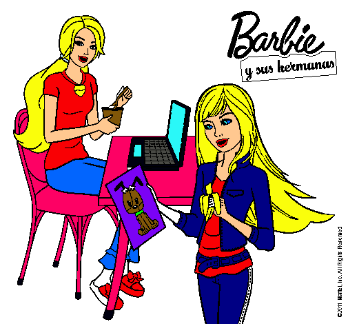 Barbie y su hermana merendando