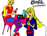 Dibujo Barbie y su hermana merendando pintado por guatemala