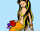 Dibujo Sirena con caracola pintado por smv4