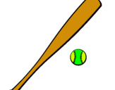 Dibujo Bate y bola de béisbol pintado por ploj