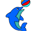 Dibujo Delfín jugando con una pelota pintado por tesoro