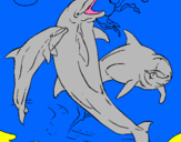 Dibujo Delfines jugando pintado por cuco