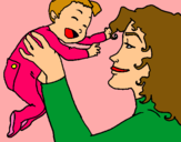 Dibujo Madre con su bebe pintado por soly96