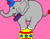 Dibujo Elefante encima de una pelota pintado por bevalditosi
