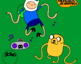 Dibujo Finn y Jake escuchando música pintado por facundoxmax