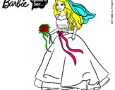 Dibujo Barbie vestida de novia pintado por ntly