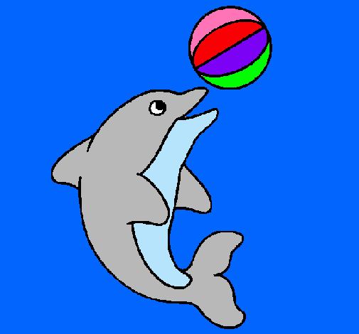 Dibujo Delfín jugando con una pelota pintado por poseso