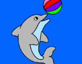 Dibujo Delfín jugando con una pelota pintado por poseso
