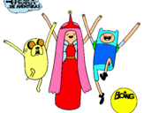 Dibujo Jake, Princesa Chicle y Finn pintado por alesitara
