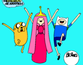 Dibujo Jake, Princesa Chicle y Finn pintado por alicia_493