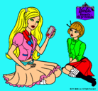 Dibujo Barbie con el teléfono móvil pintado por zhamaka